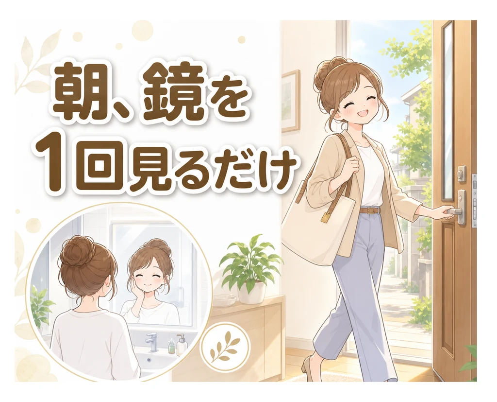 朝、鏡を1回見てそのまま家を出る女性