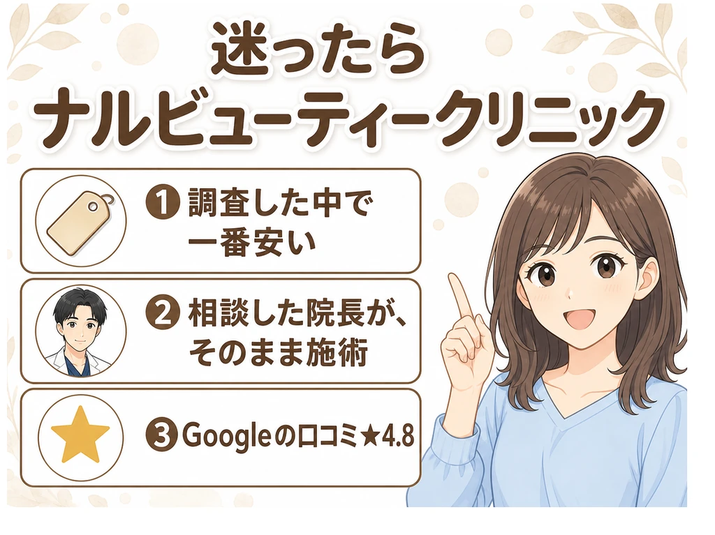 迷ったらナルビューティークリニック（理由3つのカード）
